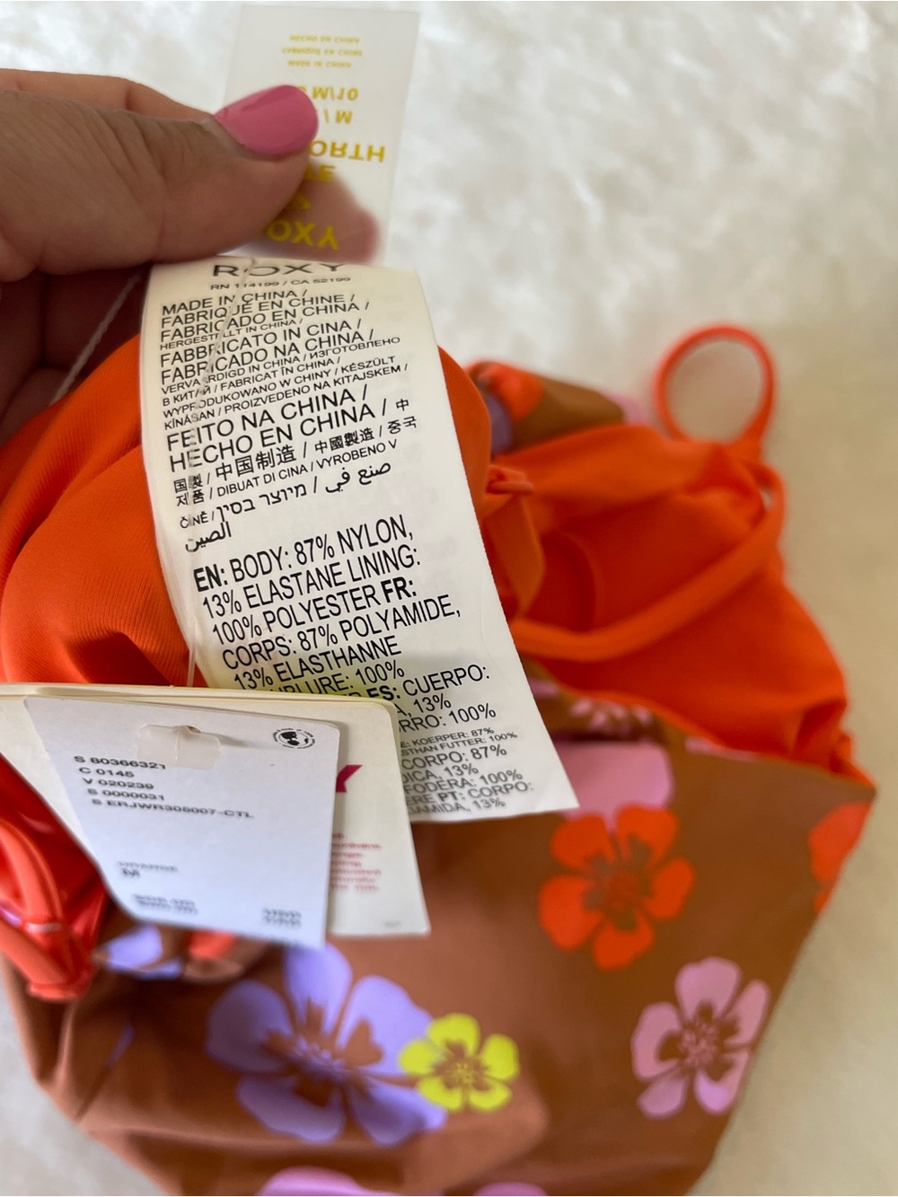 Roxy Brown Floral Reversible Bandeau Top with Pink & Orange Accents - Picture 6 of 8